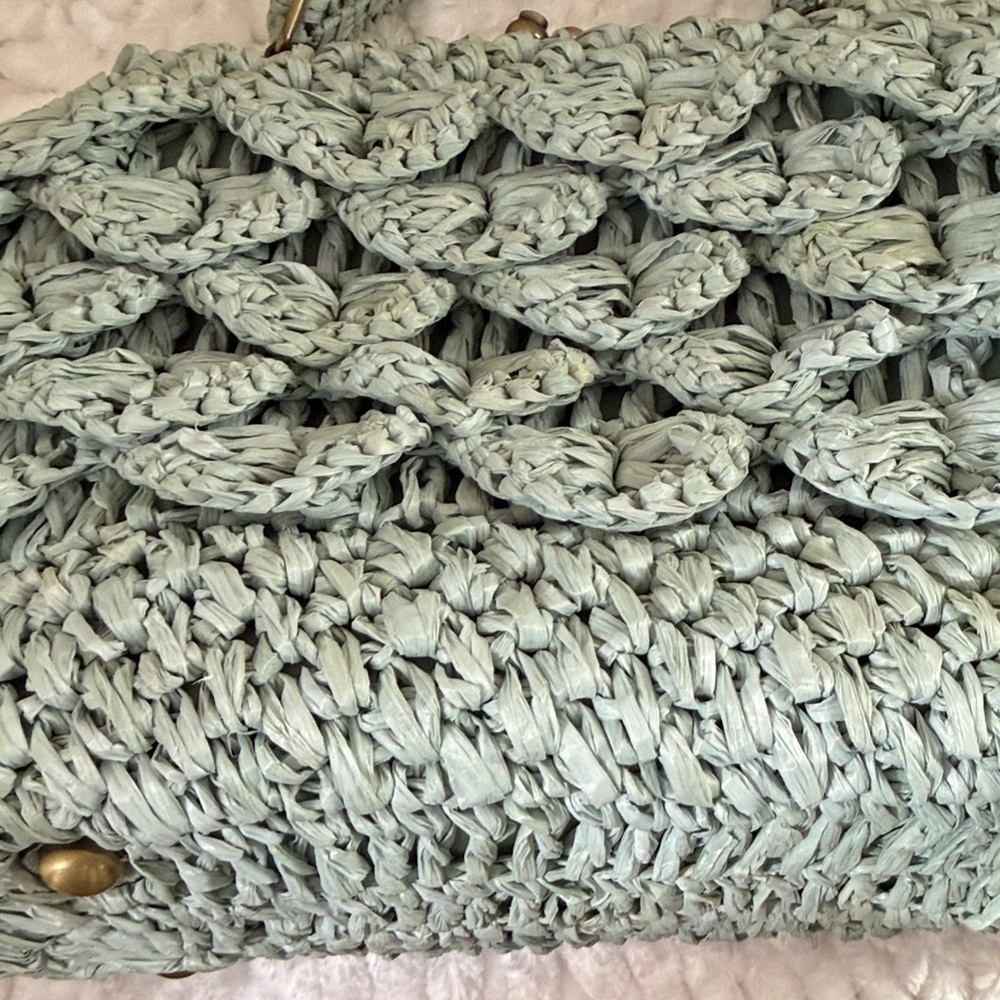 Patricia Nash Laureana Mint Green Woven Raffia Frame Bag - Picture 9 of 9